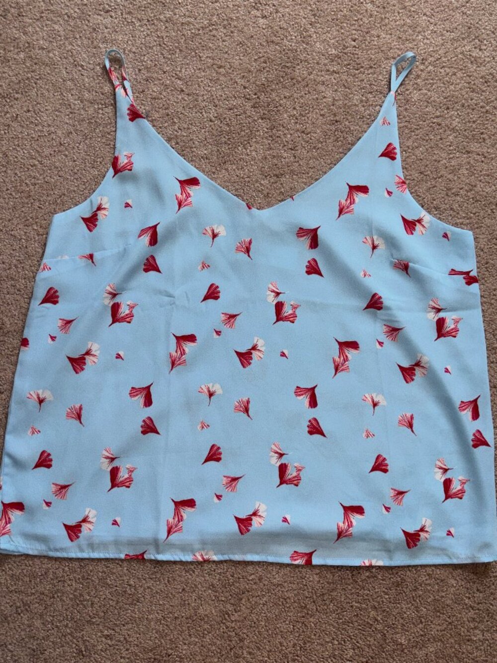 NWT Banana Republic Factory Sky Blue Dress Camisole Pink Floral Print XL